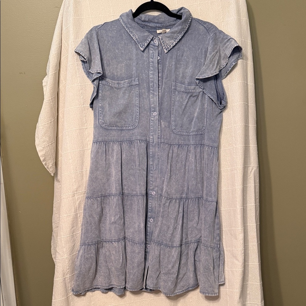 JODIFL Light Blue Ruffled Mini Dress